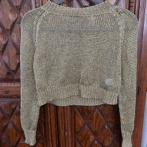 OHS mesh knit metallic cropped long sleeve